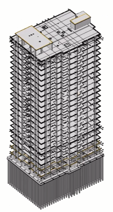 Модель конструктива здания, выполненная в nanoCAD BIM Конструкции