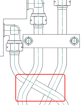 Рис. 11. Пересечение 2D-изображения трубопроводов